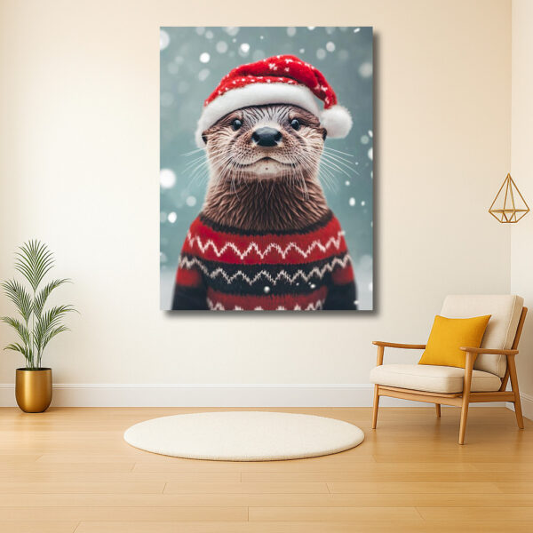 Speelse otter in kersttrui