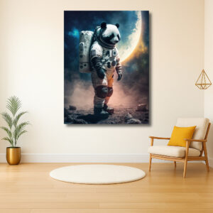 Astronautenpanda op de maan