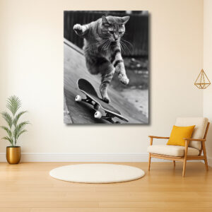 Skaterkat in actie op de helling