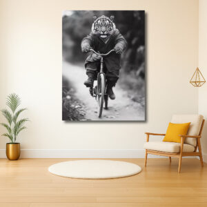 Avontuurlijke tijger op een fiets
