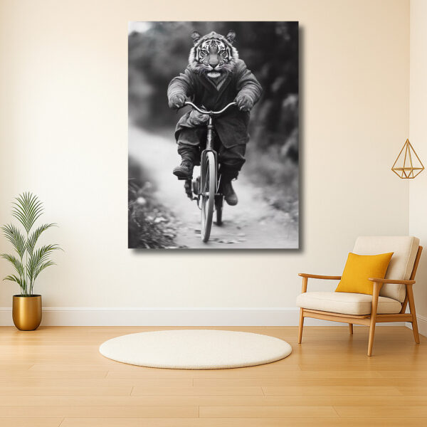Avontuurlijke tijger op een fiets