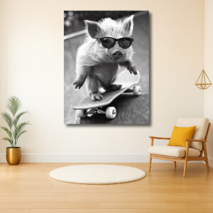 Het hippe varkentje op een skateboard