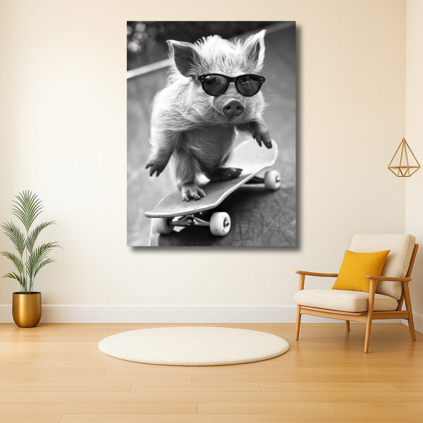 Het hippe varkentje op een skateboard