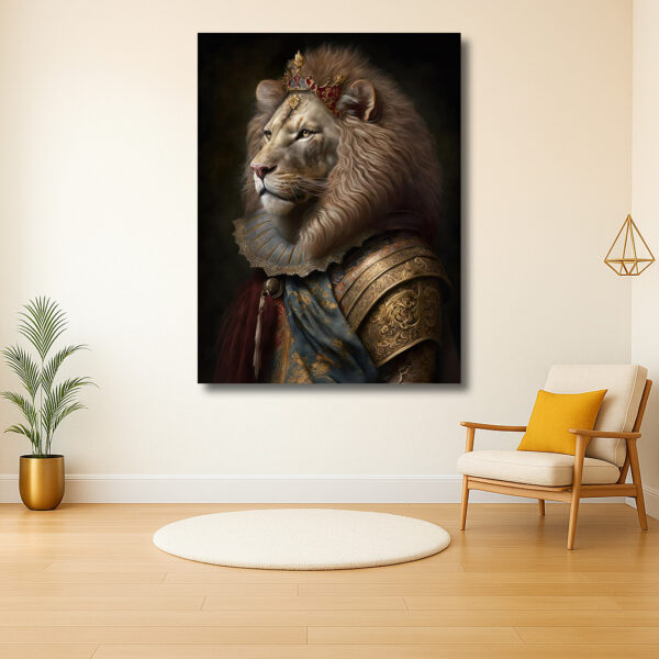 Majestueuze Leeuw in Koninklijke Kledij