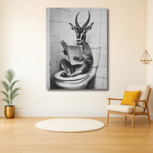 Gazelle leest krant op toilet