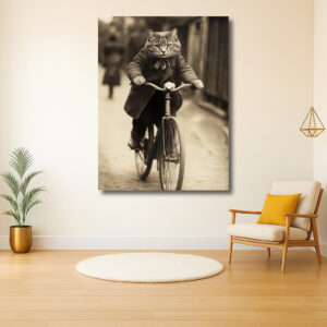 Kat op een fiets in oude stijl