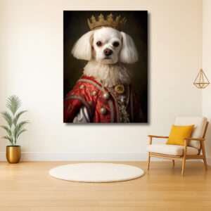 Majestueuze hond in koninklijke dracht