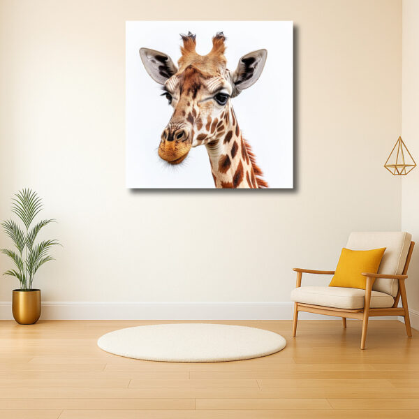 Portret van een giraffe tegen witte achtergrond