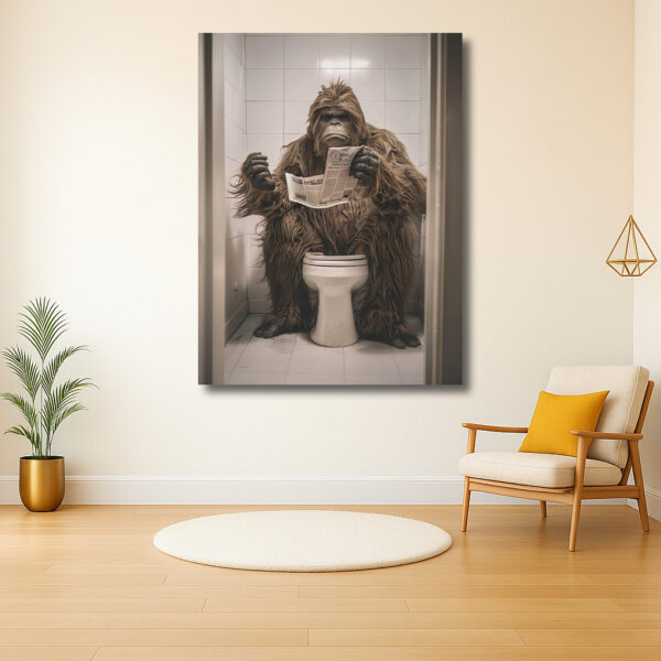 Gorilla op het Toilet Leest de Krant