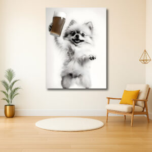 Vrolijke hond met bierglas
