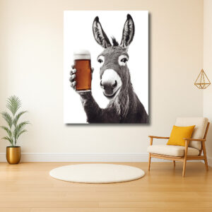 Ezel met een glas bier