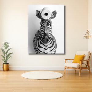 Zebra met toiletrol in balans