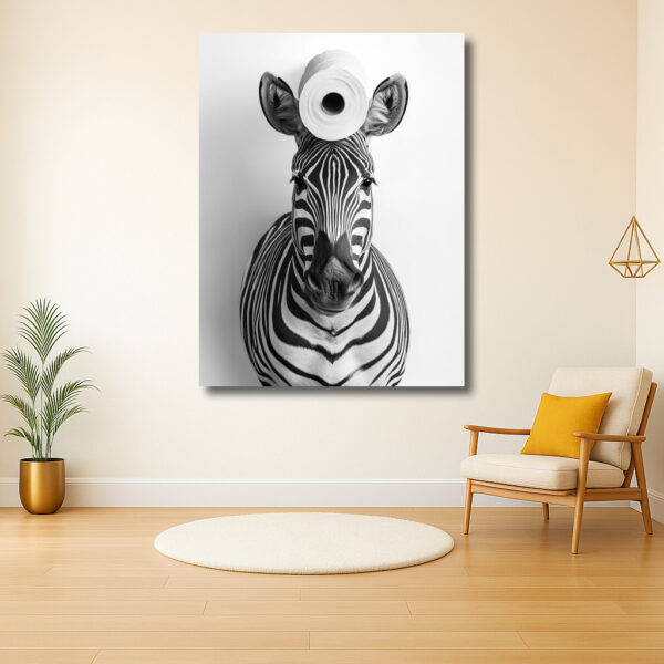 Zebra met toiletrol in balans