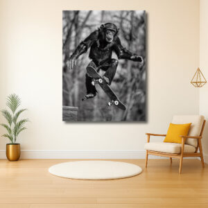 Skateboardende Aap in Actie