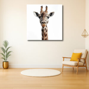 Portret van een nieuwsgierige giraffe
