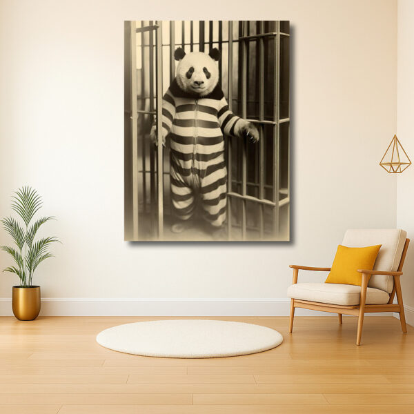 Gestreepte panda gevangene in cel