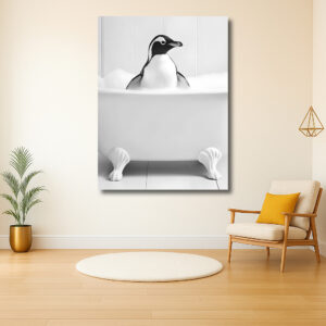 Pinguïn in een schuimbad