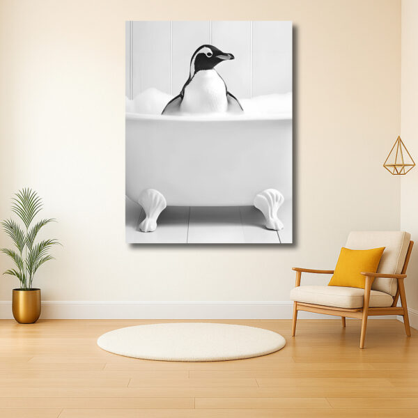 Pinguïn in een schuimbad