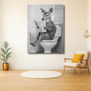 Hert leest krant op het toilet