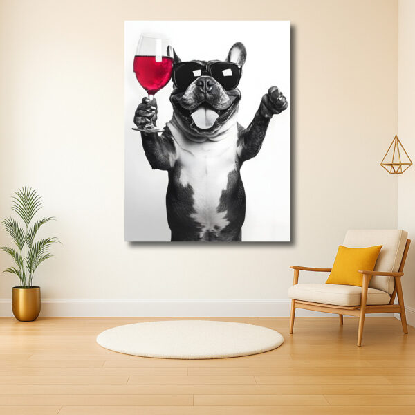 Vrolijke Bulldog met Rode Wijn