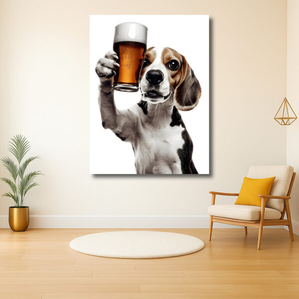 Hond met glas bier
