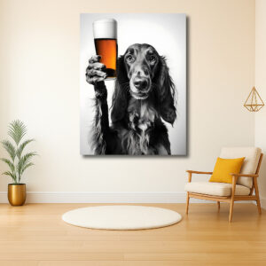 Vrolijke hond met een biertje