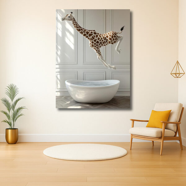 Zwevende Giraffe boven Badkuip