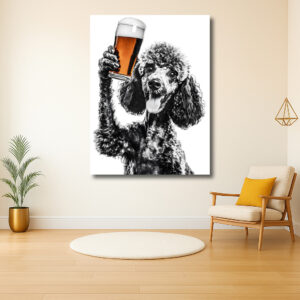 Vrolijke Poedel met Bierglas