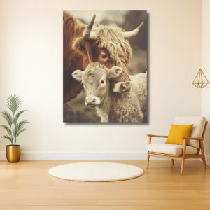 Liefdevolle omhelzing van Schotse hooglanders