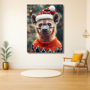 Hyena in een vrolijke kersttrui