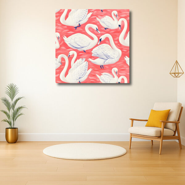 Graceful zwanen op roze water
