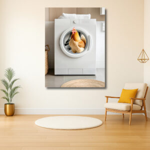Kip in de wasmachine