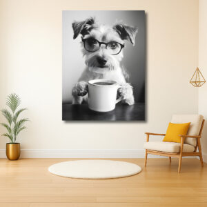 Hond Met Bril En Koffiemok