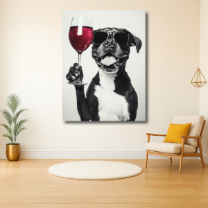 Hond in Stijl met Wijnglas