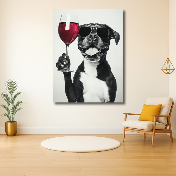 Hond in Stijl met Wijnglas