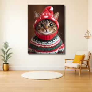 Kerstkat in warme trui