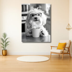 Hond Met Bril Geniet van Koffie
