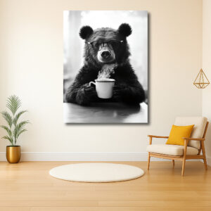 Beer met bril en koffie
