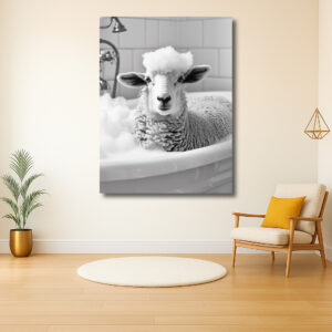 Schaap in een schuimend bad