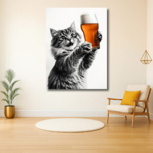 Verraste kat met glas bier