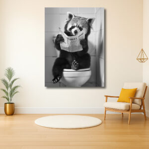Relaxmoment van een pandabeer op het toilet