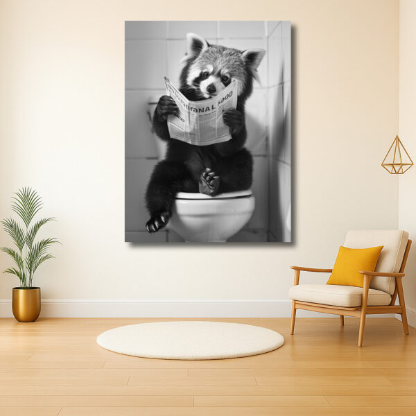 Relaxmoment van een pandabeer op het toilet