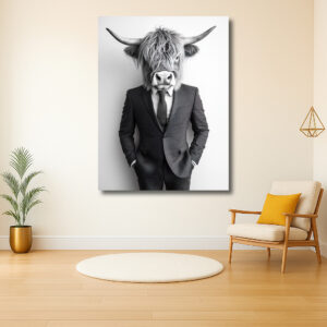 De stijlvolle stier in zakenpak