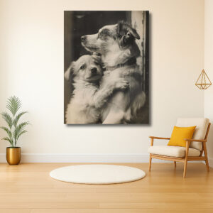 Tedere omhelzing tussen twee honden