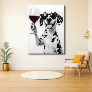 Dalmatier met een wijnglas in stijl