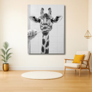 Giraffe met tandenborstel