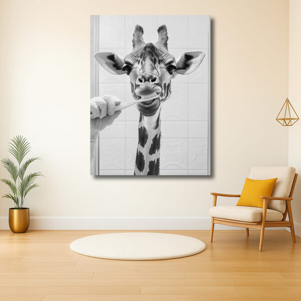 Giraffe met tandenborstel