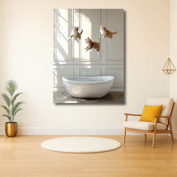 Springende kittens in stijlvol interieur