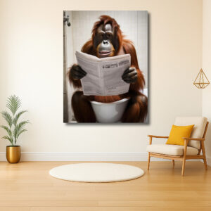 Orang-oetan leest de krant met humor