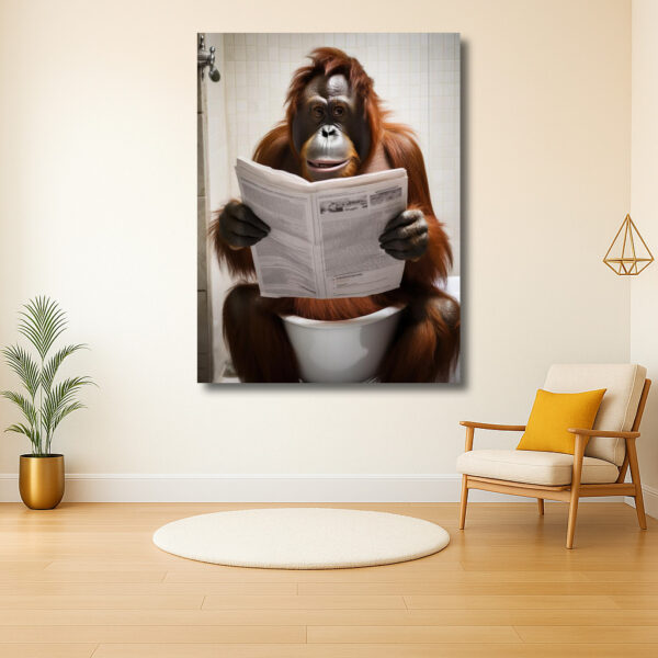 Orang-oetan leest de krant met humor